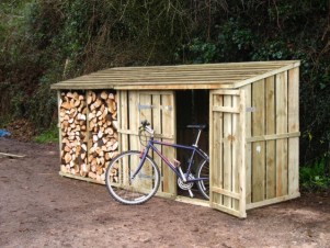 Bicycle store and logstore - two separate units placed together