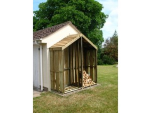 Very large apex roofed log store