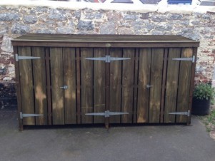 Bin store for four large wheelie bins